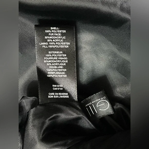 Kenneth Cole Black Women Puffer Faux Fur Hood Winter Coat Size Large